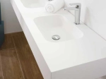 Plan vasque suspendu, double lavabos intégrés au angle arrondi L. 120 à 200 cm x 40 à 60 cm, résine minérale ACRYSTONE®  Finition lisse mate, Livraison Offerte et Rapide.